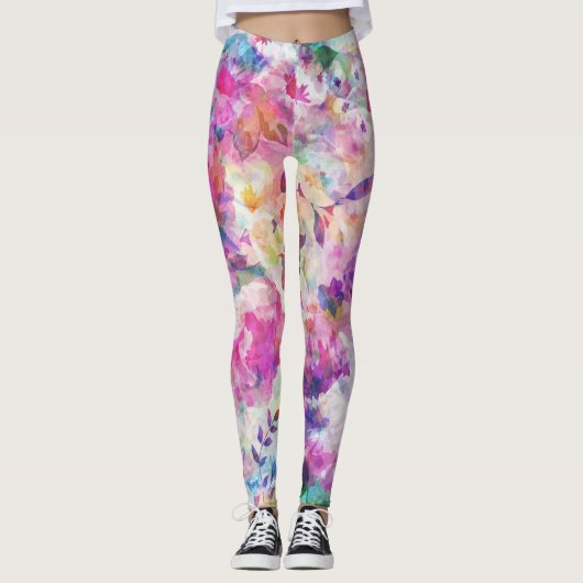 Colorful Flowers Collage Leggings (Voorkant)