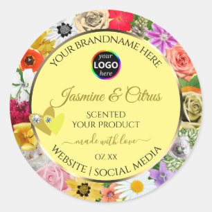 Colorful Flowers Cream Product Labels harten Logo