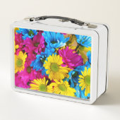 Colorful Flowers, Daisies - Blue Yellow Pink (Achterkant)