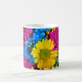 Colorful Flowers, Daisies - Blue Yellow Pink Koffiemok (Center)