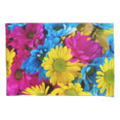 Colorful Flowers, Daisies - Blue Yellow Pink Kussensloop (Voorkant)