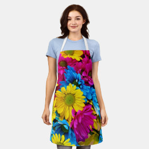 Colorful Flowers, Daisies - Blue Yellow Pink Schort