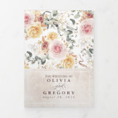 Colorful Flowers Elegant Boho Wedding Drieluik Uitnodiging (Cover)