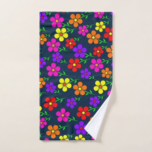 Colorful Flowers Floral Pattern (Serviette à main)