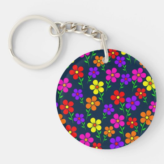 Colorful Flowers Floral Pattern Sleutelhanger (Voorkant)