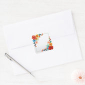 Colorful Flowers Frame Vierkante Sticker (Envelop)