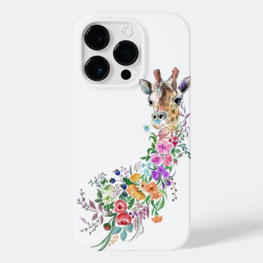 Colorful Flowers Giraffe iPhone Case Painting (Achterkant)