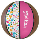 Colorful Flowers Girly Custom Basketbal (Verticaal)