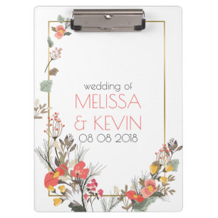 Colorful Flowers & Gold Wedding Lijst Klembord