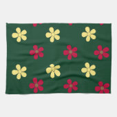 Colorful Flowers Green Floral Pattern Theedoek (Horizontaal)