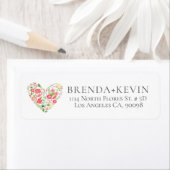 Colorful Flowers Heart Illustratie Etiket (Insitu)