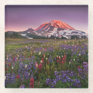 Colorful Flowers in Rainier National Park Glazen Onderzetter