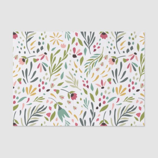 Colorful Flowers & Leafs Pattern Tissuepapier (Voorkant)