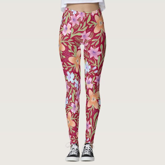 Colorful Flowers Leggings (Voorkant)