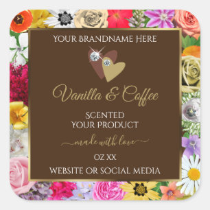 Colorful Flowers Lijst Brown Product Labels Hearts