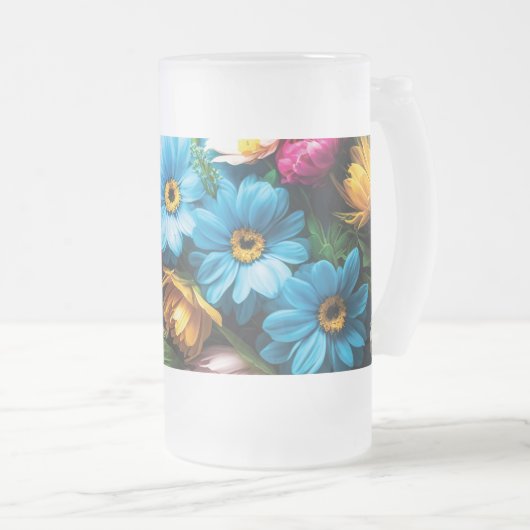 Colorful Flowers Matglas Bierpul (Voorkant rechts)