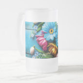 Colorful Flowers Matglas Bierpul (Voorkant links)