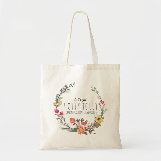 Colorful Flowers met Sjabloon kersttekst Tote Bag (Voorkant)