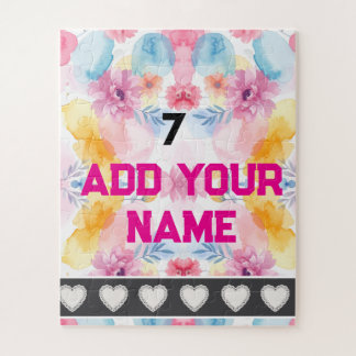 Colorful Flowers - Name Number Socks Legpuzzel