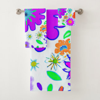 Colorful Flowers Patroon Bad Handdoek
