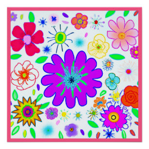 Colorful Flowers Patroon Perfect Poster