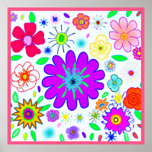 Colorful Flowers Patroon Poster