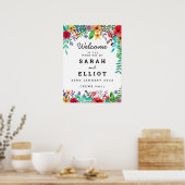 Colorful Flowers Wedding Welcome Poster (Keuken)