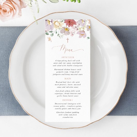 Colorful Flowers, Wildflowers, Boho, Baptism Menu