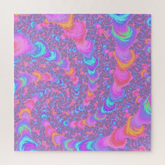 Colorful Fluorescent Trippy Fractal Spiral Legpuzzel (Verticaal)