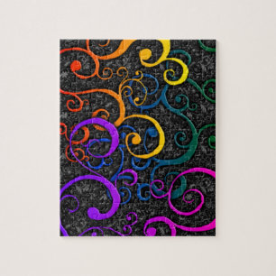 Colorful Flurish Pattern Puzzle met Gift Box Legpuzzel