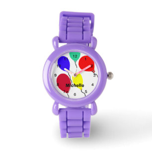 Colorful Flying Balloons PERSONALIZE Name Horloge