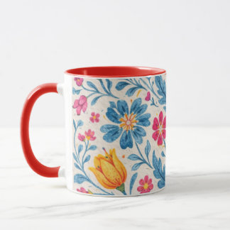 Colorful Folk Floral Pattern with Butterfly Mok