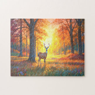 Colorful Forest Fall Colors and Deer art Legpuzzel
