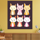 Colorful Fox Cartoon Canvas Afdruk (Insitu (Woonkamer))