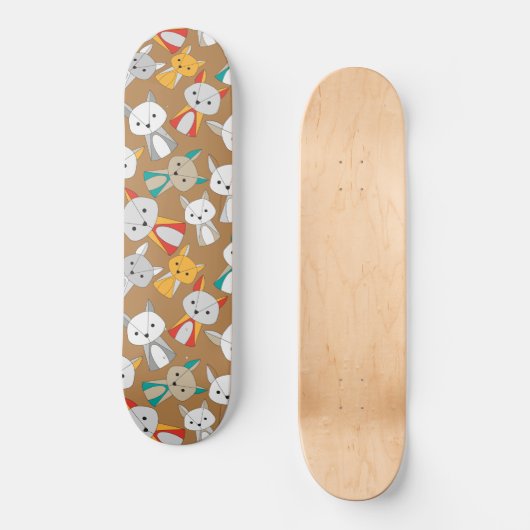 Colorful Fox Cartoon Skateboard (Voorkant)