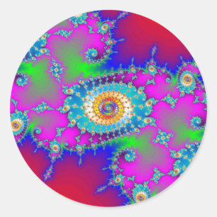 Colorful Fractal Swirls Ronde Sticker