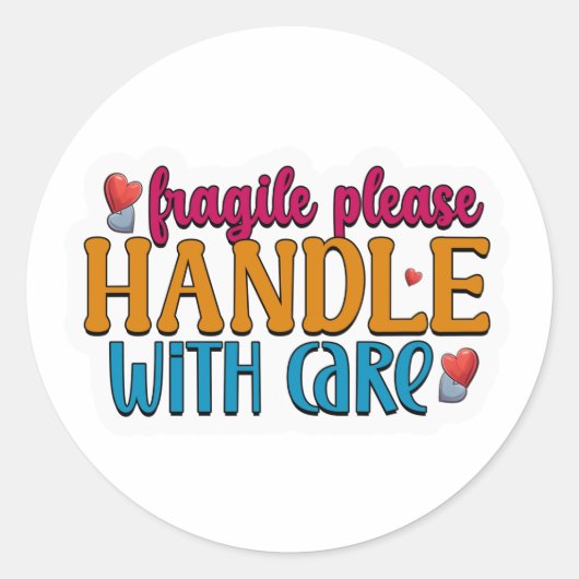 Colorful Fragile Handle With Care Stickers (Devant)