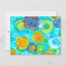 Colorful Frogs on Rainbow Water Postcard