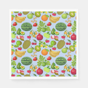 Colorful Fruits Pattern 01.b Lblue BG Servet