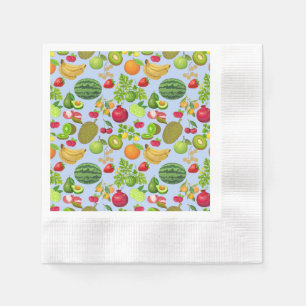 Colorful Fruits Pattern 01.b Lblue BG Servet