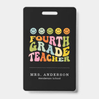 Colorful Fun Fourth Grade Teacher Custom Name