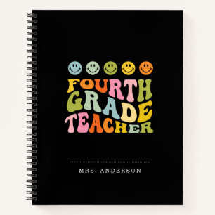 Colorful Fun Fourth Grade Teacher Custom Name Notitieboek