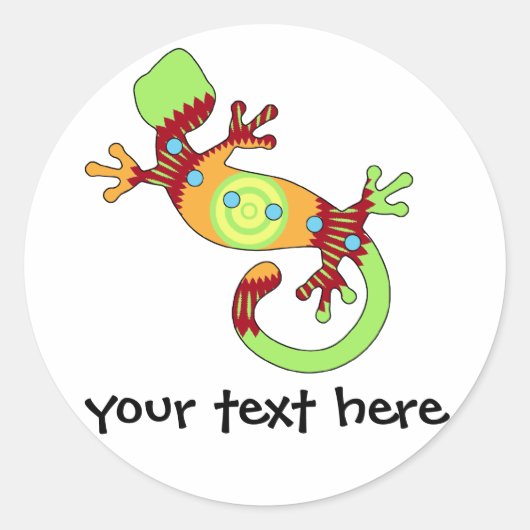 Colorful Fun Gecko Lizard Ronde Sticker (Voorkant)