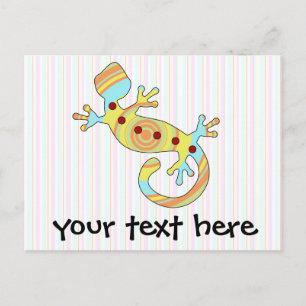 Colorful Fun Gecko Lizard Uitnodiging Briefkaart