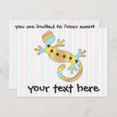 Colorful Fun Gecko Lizard Uitnodiging Briefkaart (Voorkant / Achterkant)
