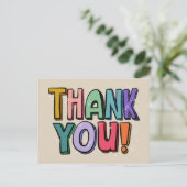 Colorful Fun Hand Lettered Dank u Briefkaart (Staand voorkant)