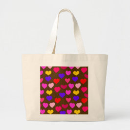 Colorful Fun Hearts for Valentijns Grote Tote Bag