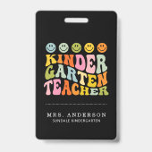 Colorful Fun Kindergarten Teacher Custom Name Badge (Achterkant)