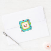 Colorful Fun School Supplies Pattern Vierkante Sticker (Envelop)