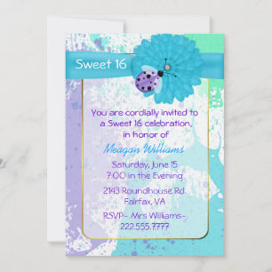 Colorful Fun Sweet 16 Anniversaire Fête Invitation